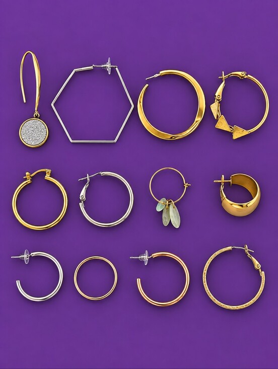 Vintage Jewelry - VTG Twelve Single Huggie and Hoop Festival Earrings
